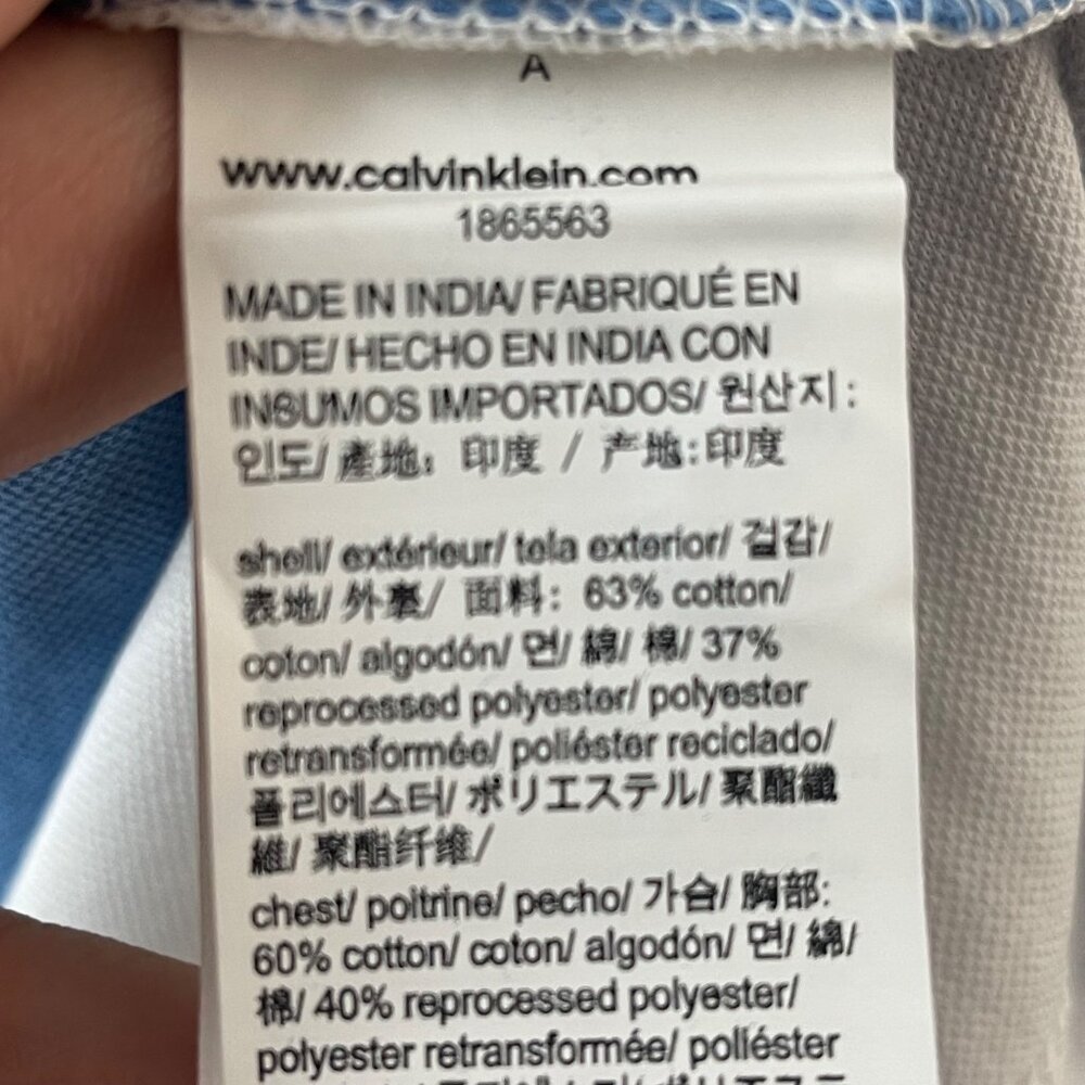 NWT Calvin Klein Mens Polo Shirt XL White & Blue Quick Dry Moisture-Wicking - Picture 7 of 12